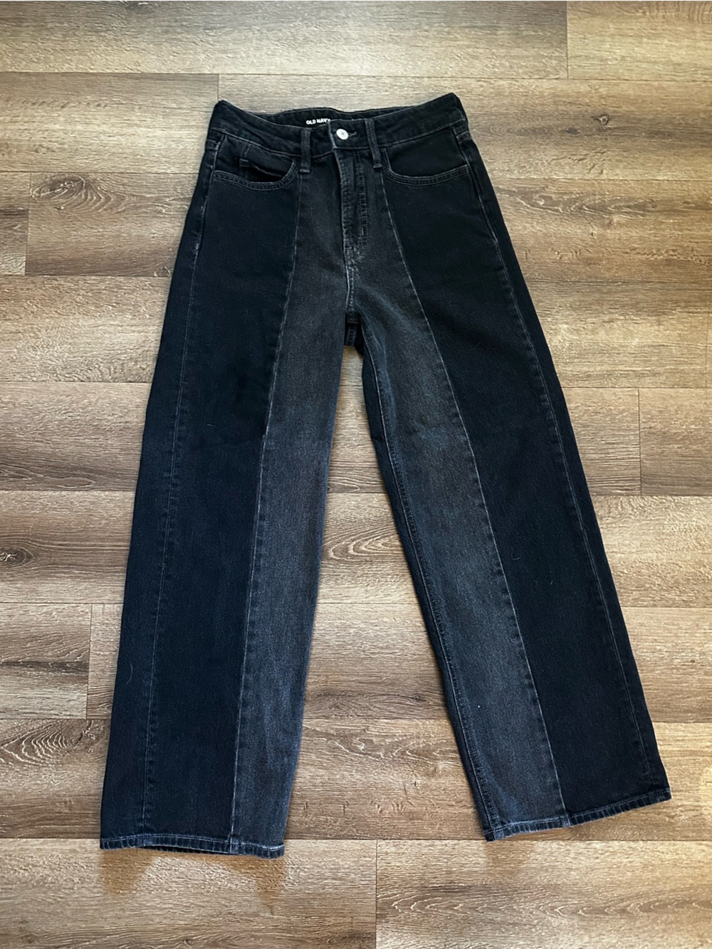 Old Navy Two-Tone Black Sky-Hi Wide Leg Jeans